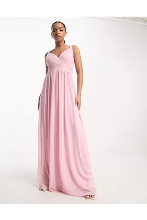 TFNC Bridesmaid lace back maxi dress in pale