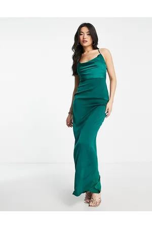 NaaNaa Cowl neck satin maxi dress in emerald