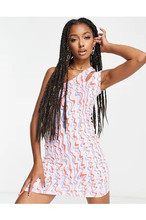 Heartbreak One shoulder mini dress in swirl print