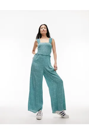 Topshop Shirred jumpsuit in floral print