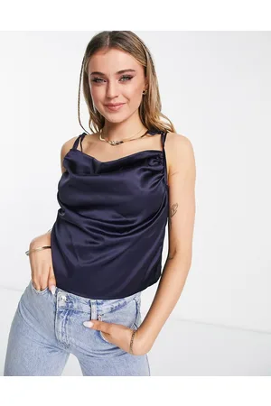 Gilli Satin cowl front cami strap top in