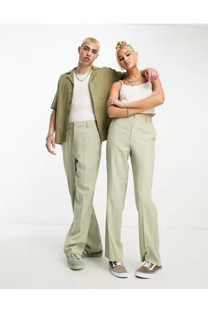 COLLUSION Unisex linen slouchy straight leg trouser in light