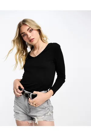 Pieces V-neck textured top in