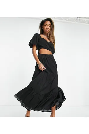 Reclaimed Tie back maxi dress in black