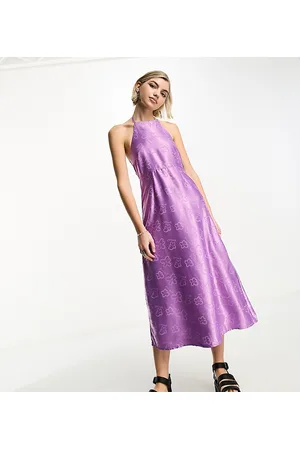 COLLUSION Halterneck floral jacquard midi dress in