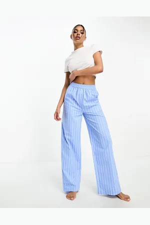 Luna Oversized cotton wide leg stripe pyjama bottoms in