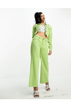 FAE Low rise straight leg jeans co-ord in lime