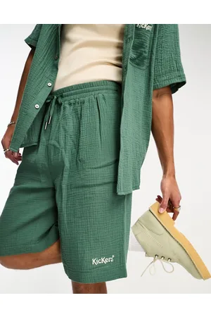 Kickers Baggy fit muslin shorts with tie waist and embroidered logo co-ord
