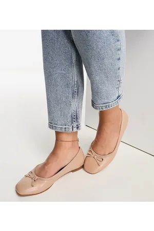 ASOS Wide Fit Lullaby bow ballet in beige