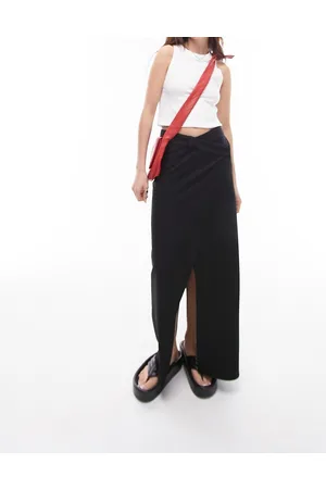 Topshop Tailored cross over maxi skirt in