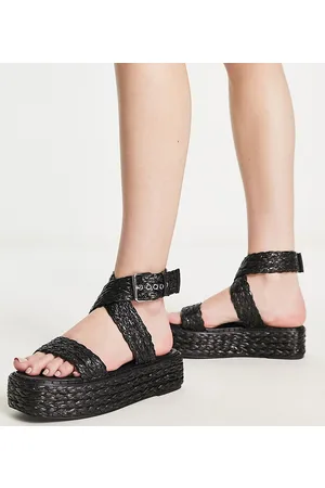Raid Crystal flatform sandals in raffia
