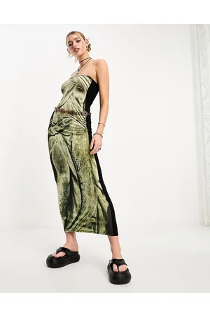 COLLUSION Printed bandeau maxi dress in