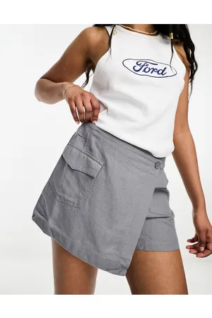Pull&Bear Linen cargo skort in brushed