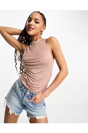 Pull&Bear Ruched front top in pale