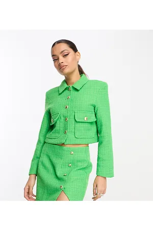 ONLY Tweed button up jacket co-ord in green