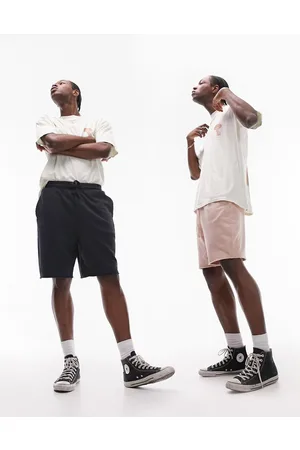 Topman 2 pack oversized short in washed black and washed pink