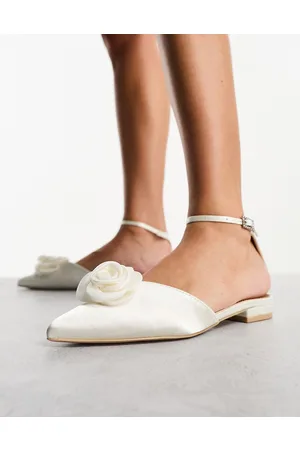 Be Mine Bridal River flat shoes with corsage in ivory satin