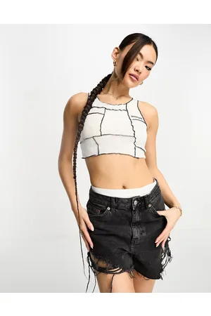 Sixth June Sleeveless crop tank top in off