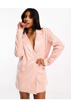 Kaiia Oversized sequin blazer dress in baby