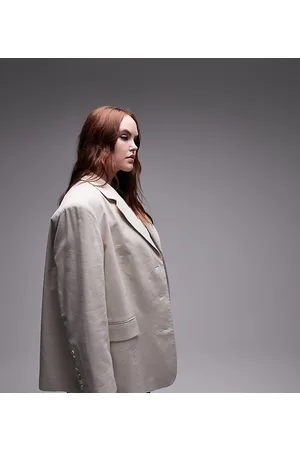 Topshop Curve co-ord linen-blend single breasted blazer
