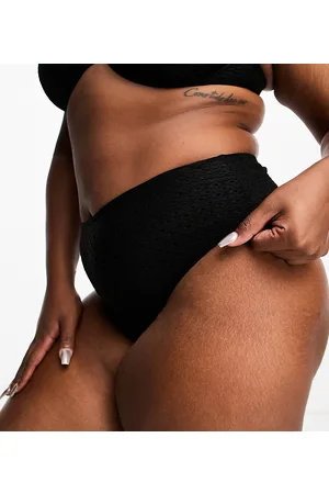 Reclaimed Plus high waist bikini bottom in broderie