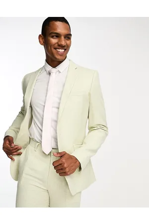 ASOS Super skinny suit jacket in linen in puppytooth check in