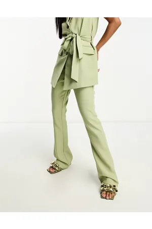 In The Style Tailored flared trousers co-ord in sage