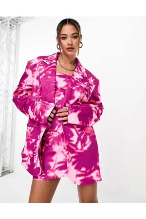 KYÒ The Brand oversized blazer co-ord in pink dye print