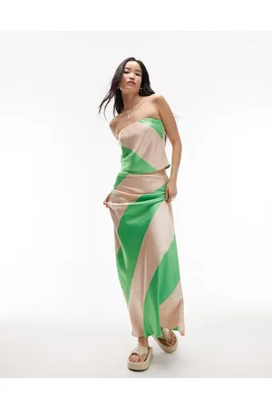 Topshop Co-ord large stripe maxi skirt in apple