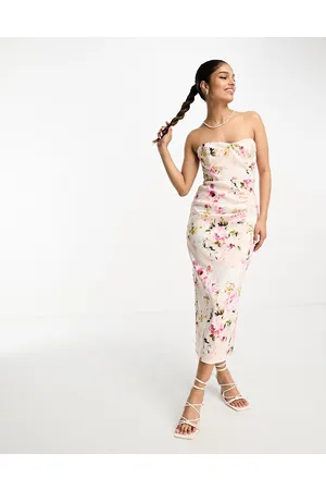 True Violet Corset bandeau midaxi dress in soft floral