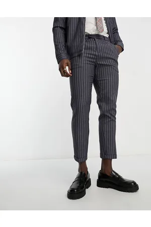 New Look Smart pleat front pinstrie trousers in dark