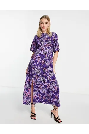 Influence Flutter sleeve midi tea dress in floral print