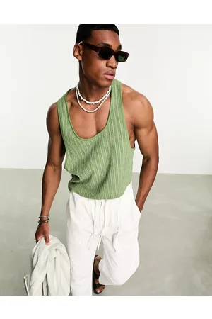 ASOS Relaxed vest in khaki lace with scoop neck