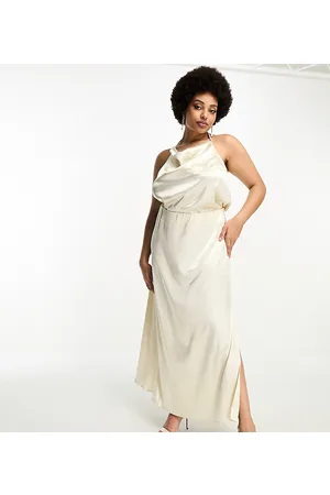 VILA Bridal satin midi skirt co-ord in cream