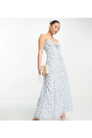 Forever New Strappy maxi dress with split in ivory floral