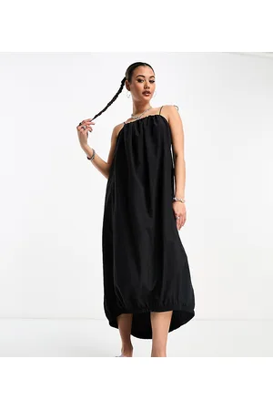 COLLUSION Puffball drawstring strap maxi summer dress in