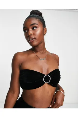 Gilli Velvet bandeau crop top in