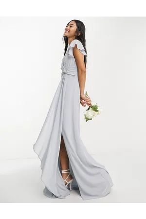 TFNC Bridesmaid flutter sleeve maxi dress in