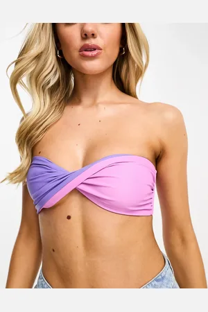 Noisy May Twist bandeau bikini top in lilac and pink