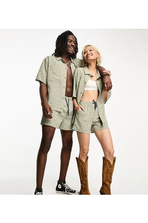 Reclaimed Unisex shorts in floral check print