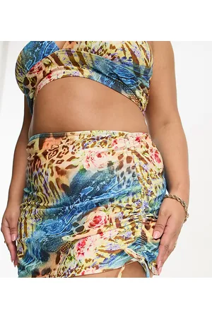 Reclaimed Plus swim skirt in leopard print