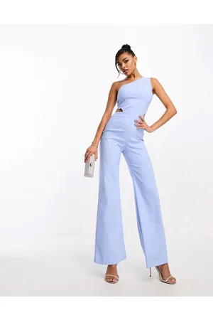 Vesper One shoulder wide leg jumpsuit in pale