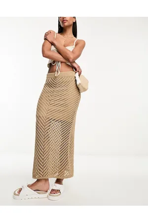 & OTHER STORIES Open knit crochet maxi skirt in beige