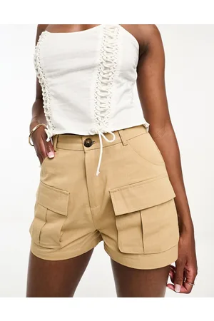 In The Style X Perrie Sian cargo shorts in camel