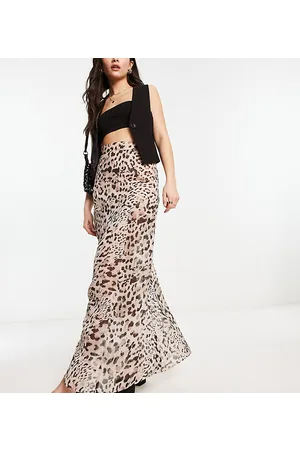 Reclaimed Chiffon maxi skirt in animal print