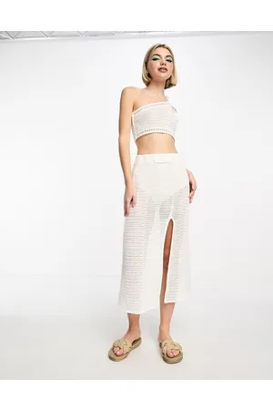 Pull&Bear Crochet midi skirt co-ord in