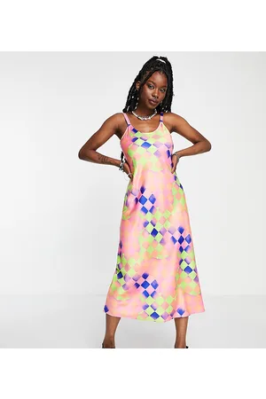 COLLUSION Cami abstract printed maxi slip dress in