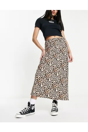 New Look Animal print midi skirt in