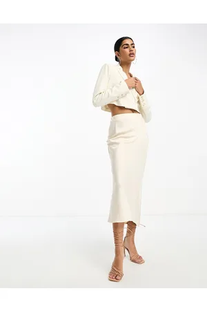 Pretty Lavish Tailored midaxi skirt co-ord in oyster