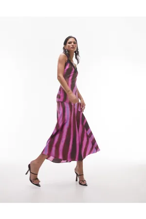 Topshop Lace maxi fishtail slip dress in animal print